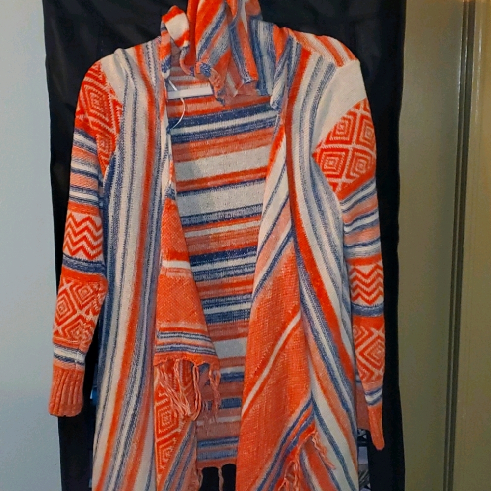 Hooded fringe sweater